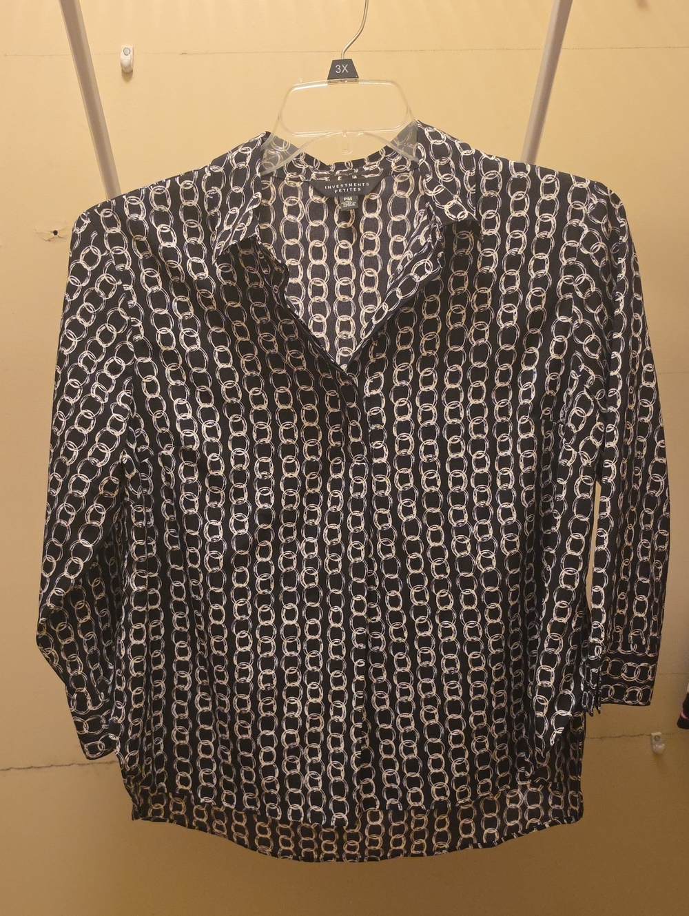 Investments Black and White Chain-Link Button Down Shirt